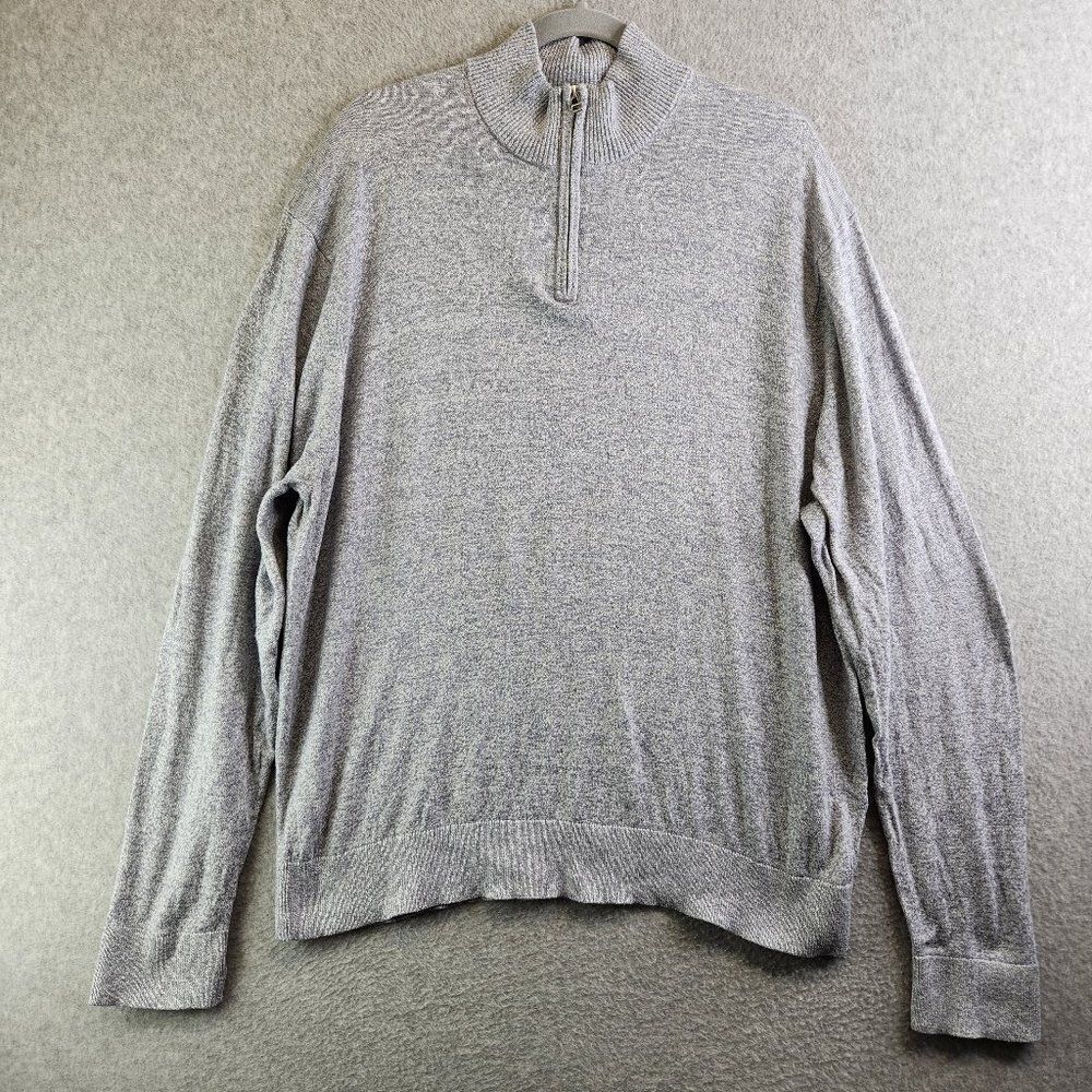 Bonobos Sweater Mens XXL Gray 1/4 Zip Pullover Cotton Cashmere Blend Lightweight